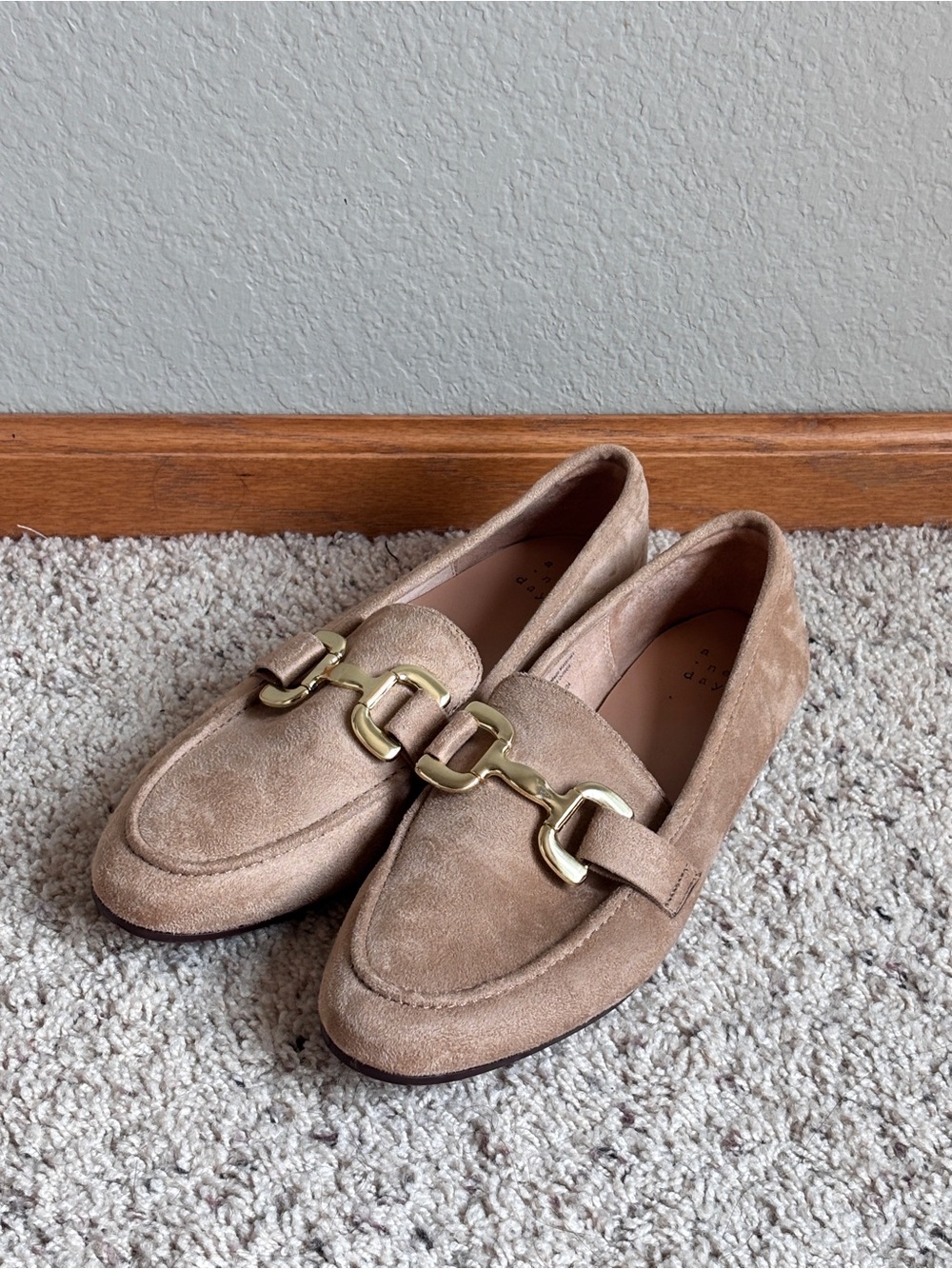 a new day Taupe Suede Loafers with Gold Hardware women’s U.S. 9,5